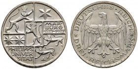 Weimarer Republik
3 Reichsmark 1927 A. Uni Marburg. J. 330.
vorzüglich-prägefrisch