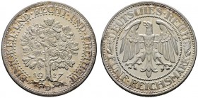 Weimarer Republik
5 Reichsmark 1927 D. Eichbaum. J. 331.
feinst zaponiertes, makelloses Kabinettstück, Polierte Platte