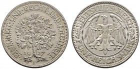 Weimarer Republik
5 Reichsmark 1927 F. Eichbaum. J. 331.
vorzüglich-Stempelglanz