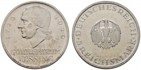 Weimarer Republik
5 Reichsmark 1929 F. Lessing. J. 336.
Prachtexemplar, fast Stempelglanz