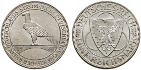 Weimarer Republik
5 Reichsmark 1930 F. Rheinlandräumung. J. 346.
Prachtexemplar, fast Stempelglanz