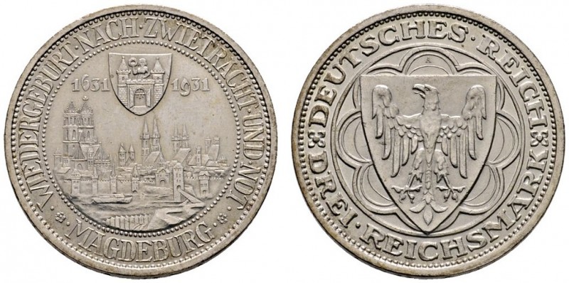 Weimarer Republik
3 Reichsmark 1931 A. Magdeburg. J. 347.
vorzüglich