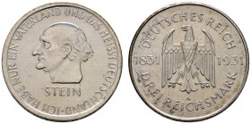 Weimarer Republik
3 Reichsmark 1931 A. Stein. J. 348.
winzige Kratzer, vorzüglich-prägefrisch