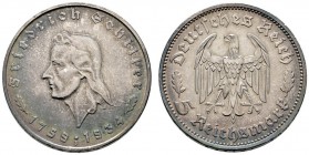 Drittes Reich
5 Reichsmark 1934 F. Schiller. J. 359.
feine Patina, vorzüglich-Stempelglanz