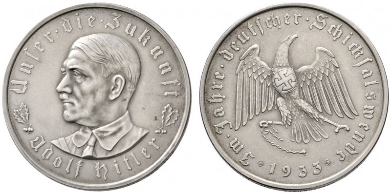Drittes Reich
Mattierte Silbermedaille 1933 von O. Gloeckler (unsigniert), auf ...