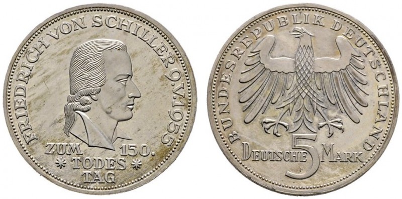 Bundesrepublik Deutschland
5 Deutsche Mark 1955 F. Friedrich von Schiller. J. 3...