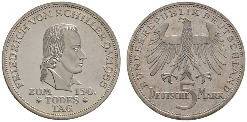 Bundesrepublik Deutschland
5 Deutsche Mark 1955 F. Friedrich von Schiller. J. 3...
