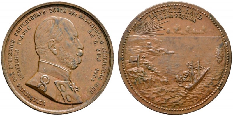 Nebengebiete
Lüderitzland (Angra Pequena)
Bronzemedaille 1884 von Lauer, auf d...