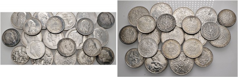 Lots
21 Stücke: KAISERREICH - Silbermünzen. BADEN, 2 Mark 1902 Regierungsjubilä...