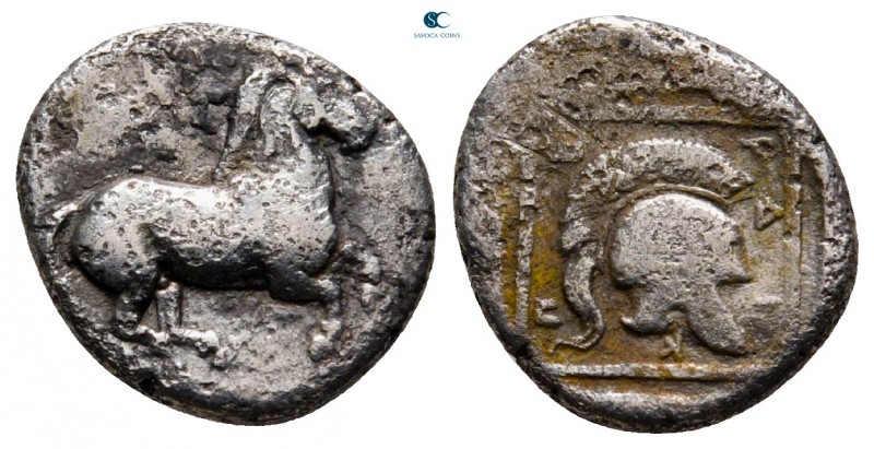 Kings of Macedon. Aigai. Perdikkas II 451-413 BC. struck ca. 415-413 BC
Tetrobo...