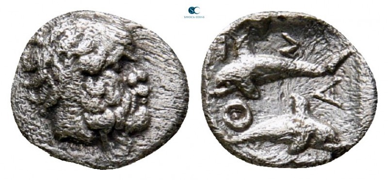 Islands off Thrace. Thasos circa 411-404 BC. 
Hemiobol AR

8 mm, 0,37 g

He...
