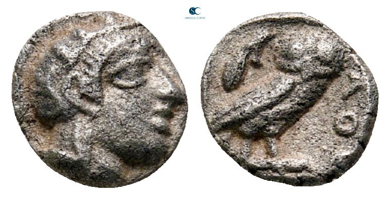 Attica. Athens circa 454-404 BC. 
Obol AR

7 mm, 0,61 g

Head of Athena wit...