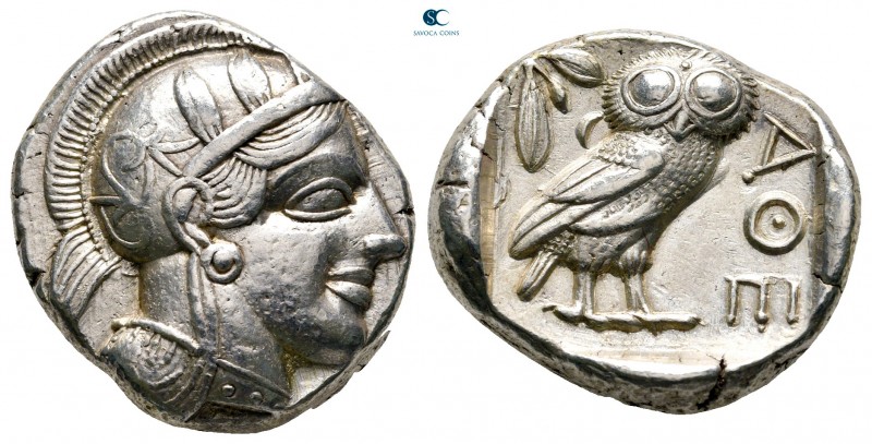 Attica. Athens 454-404 BC. 
Tetradrachm AR

25 mm, 17,19 g

Head of Athena ...