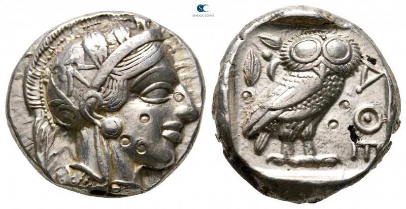 Attica. Athens 454-404 BC. 
Tetradrachm AR

23 mm, 17,16 g

Head of Athena ...