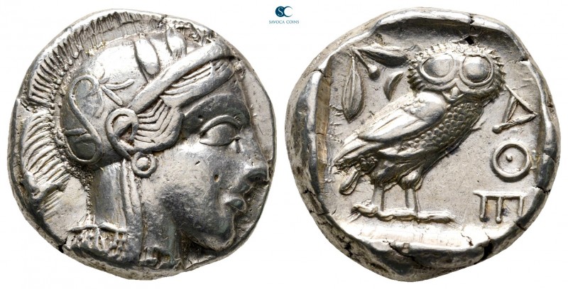 Attica. Athens 454-404 BC. 
Tetradrachm AR

23 mm, 17,19 g

Head of Athena ...