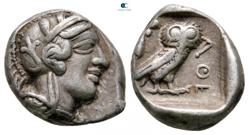 Attica. Athens circa 454-404 BC. 
Drachm AR

16 mm, 4,28 g

Head of Athena ...