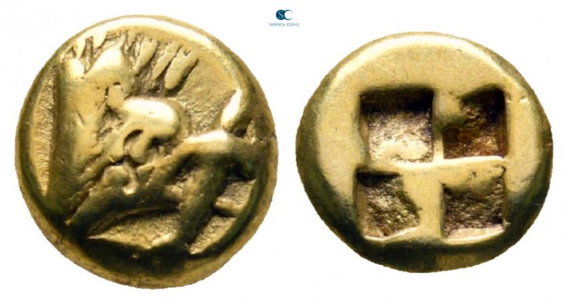 Mysia. Kyzikos 600-550 BC. 
Hekte - 1/6 Stater EL

8 mm, 2,65 g

Head of bo...