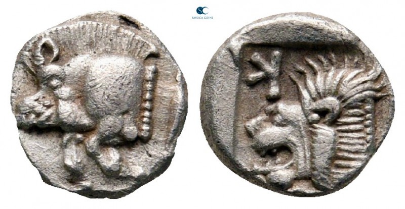 Mysia. Kyzikos circa 525-475 BC. 
Obol AR

9 mm, 0,81 g

Forepart of boar l...