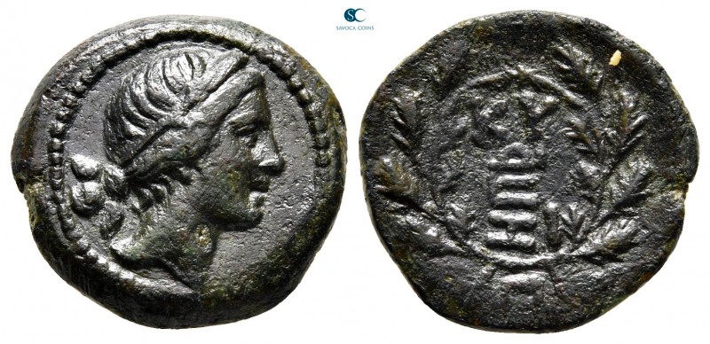 Mysia. Kyzikos circa 200-100 BC. 
Bronze Æ

18 mm, 4,73 g

Head of Kore rig...