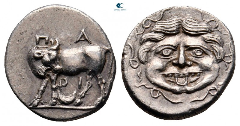 Mysia. Parion circa 400-300 BC. 
Hemidrachm AR

13 mm, 2,28 g

ΠΑ ΡΙ, Bull ...