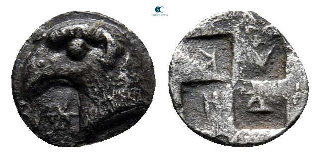 Aeolis. Herakleia ad Sipylos 450-400 BC. 
Hemiobol AR

8 mm, 0,34 g

Head o...