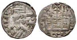 Reino de Castilla y León. Alfonso VIII (1158-1214). Dinero. Burgos. (Bautista-313). (Abm-195). Ve. 0,92 g. Roel estrellado y B sobre el cantillo. MBC....