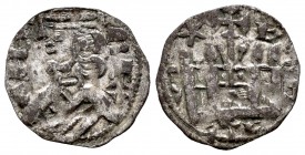 Reino de Castilla y León. Alfonso VIII (1158-1214). Dinero. (Bautista-317 variante). (Abm-199 variante). Ve. 0,67 g. Estrella y F invertida (hacia aba...