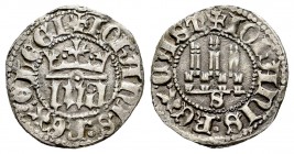 Reino de Castilla y León. Juan I (1379-1390). 1/6 de real. Sevilla. (Bautista-805.1, como Juan II). Anv.: +IOHANIS REX E LEGI. Rev.: +IOHANES REX CAST...