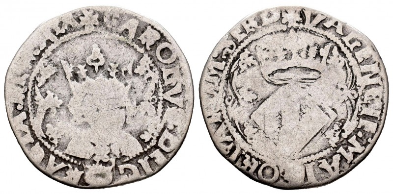 Carlos I (1516-1556). 1 real. Valencia. (Cal-83). Ag. 4,12 g. Corona en anverso ...