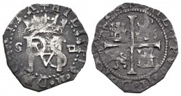 Felipe II (1556-1598). 1/2 real. Sevilla. (Cal-151). Ag. 1,66 g. Ensayador d cuadrada. MBC. Est...70,00. /// ENGLISH: Philip II (1556-1598). 1/2 real....