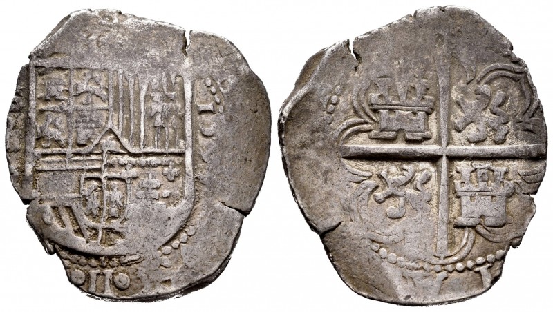 Felipe II (1556-1598). 4 reales. 1593. Sevilla. B. (Cal-588). Ag. 13,55 g. Fecha...