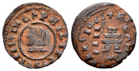 Felipe IV (1621-1665). 4 maravedís. 1653. Córdoba. M. (Cal 2019-192). (Jarabo-Sanahuja-M 89). Anv.:  Busto a izquierda. Rev.: Valor a izquierda y ceca...
