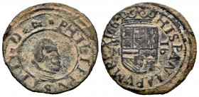 Felipe IV (1621-1665). 16 maravedís. 1662. Valladolid. M. (Cal-509). (Jarabo-Sanahuja-M803). Ae. 4,40 g. Rara. MBC/MBC+. Est...50,00. /// ENGLISH: Phi...