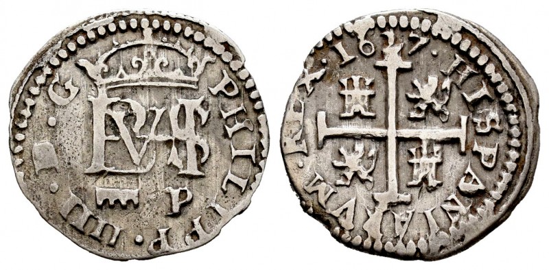 Felipe IV (1621-1665). 1/2 real. 1627. Segovia. P. (Cal 2019-621). Ag. 1,20 g. A...