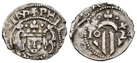 Felipe IV (1621-1665). Dieciocheno. 1624. Valencia. (Cal 2008-1099). Ag. 1,63 g. Sin valor. MBC+/MBC. Est...70,00. /// ENGLISH: Philip IV (1621-1665)....