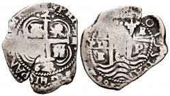 Felipe IV (1621-1665). 2 reales. 1662. Potosí. E. (Cal-930). Ag. 6,18 g. Triple fecha, una de ellas parcial y triple ensayador. MBC-. Est...150,00. //...
