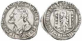 Felipe IV (1621-1665). Franco condado. 1/4 patagón. 1624. Besançon. (Vti-no cita). Ag. 7,70 g. A nombre de Carlos I. Rara. MBC+. Est...200,00. /// ENG...