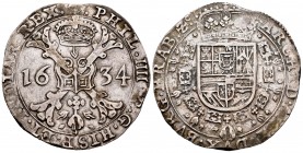 Felipe IV (1621-1665). 1 patagón. 1634. Bruselas. (Delmonte-295). (Vti-1007). Ag. 27,99 g. MBC+. Est...160,00. /// ENGLISH: Philip IV (1621-1665). 1 p...