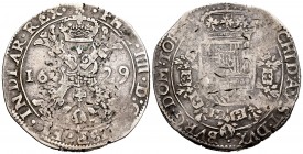 Felipe IV (1621-1665). 1 patagón. 1629. Tournai. (Vanhoudt-645 TO). (Vti-935). Ag. 27,32 g. Escasa. MBC. Est...170,00. /// ENGLISH: Philip IV (1621-16...