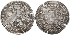 Felipe IV (1621-1665). 1 patagón. 1636. Tournai. (Vanhoudt-645.TO). (Vti-942). Ag. 27,55 g. Grietas. Rara. MBC. Est...150,00. /// ENGLISH: Philip IV (...