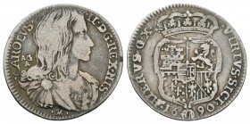 Carlos II (1665-1700). Carlino. 1690. Nápoles. AG/A. (Mir-302/7). Ag. 2,44 g. Escasa. MBC-. Est...50,00. /// ENGLISH: Charles II (1665-1700). Carlino....