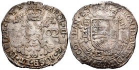 Carlos II (1665-1700). 1 patagón. 1692. Brujas. (Vanhoudt-698.BG). (Vti-452). Ag. 27,65 g. Muy escasa. MBC+. Est...280,00. /// ENGLISH: Charles II (16...