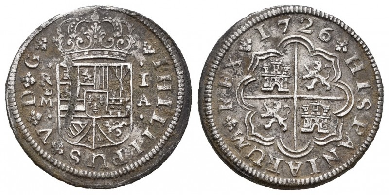 Felipe V (1700-1746). 1 real. 1726/1. Madrid. A. (Cal-436). Ag. 330,00 g. Clara ...