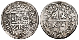 Felipe V (1700-1746). 2 reales. 1718. Sevilla. M. (Cal-977). Ag. 4,83 g. Puntos acotando ceca, ensayador y valor. Rara. MBC. Est...150,00. /// ENGLISH...