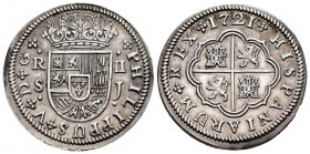Felipe V (1700-1746). 2 reales. 1721. Sevilla. J. (Cal-979). Ag. 6,61 g. EBC. Est...150,00. /// ENGLISH: Philip V (1700-1746). 2 reales. 1721. Sevilla...