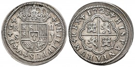 Felipe V (1700-1746). 2 reales. 1723. Sevilla. J. (Cal-981). Ag. 5,61 g. EBC-. Est...120,00. /// ENGLISH: Philip V (1700-1746). 2 reales. 1723. Sevill...