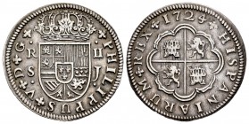 Felipe V (1700-1746). 2 reales. 1724. Sevilla. J. (Cal-982). Ag. 5,31 g. MBC+. Est...65,00. /// ENGLISH: Philip V (1700-1746). 2 reales. 1724. Sevilla...