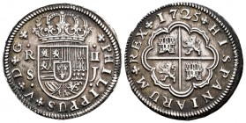 Felipe V (1700-1746). 2 reales. 1725. Sevilla. J. (Cal-983). Ag. 5,72 g. EBC-. Est...110,00. /// ENGLISH: Philip V (1700-1746). 2 reales. 1725. Sevill...