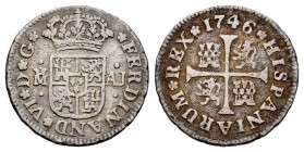 Fernando VI (1746-1759). 1/2 real. 1746. Madrid. AJ. (Cal-65). Ag. 1,29 g. MBC-. Est...40,00. /// ENGLISH: Ferdinand VI (1746-1759). 1/2 real. 1746. M...