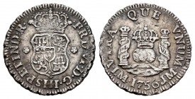 Fernando VI (1746-1759). 1/2 real. 1756. Lima. JM. (Cal-58). Ag. 1,61 g. Escasa. MBC. Est...45,00. /// ENGLISH: Ferdinand VI (1746-1759). 1/2 real. 17...